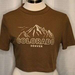 Ribbed Crop Top Brown (L) - Denver Colorado